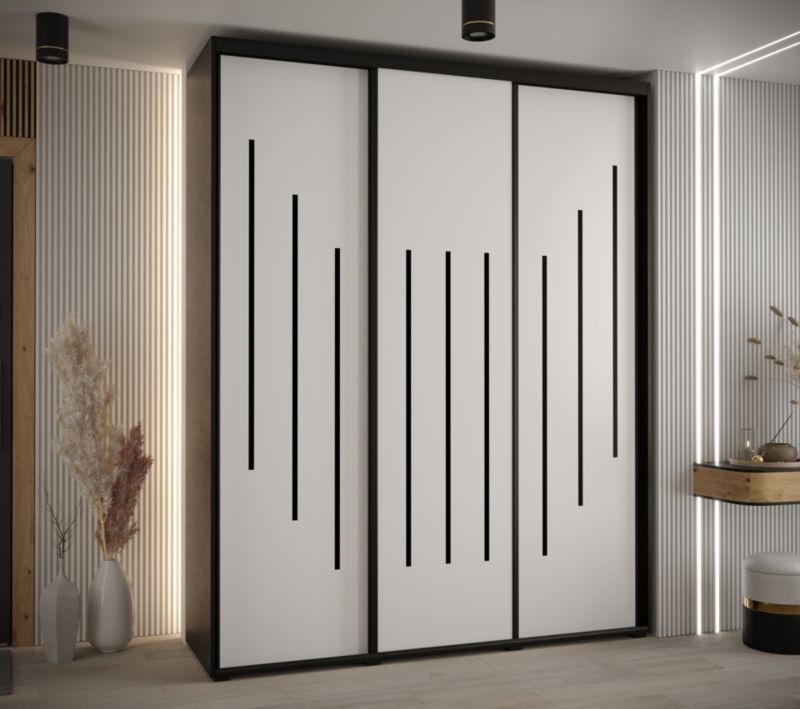 Szafa przesuwna Abiks DAVOS 8 wysoka szer.200cm gł.60cm czarny/biały/czarny 1szt.