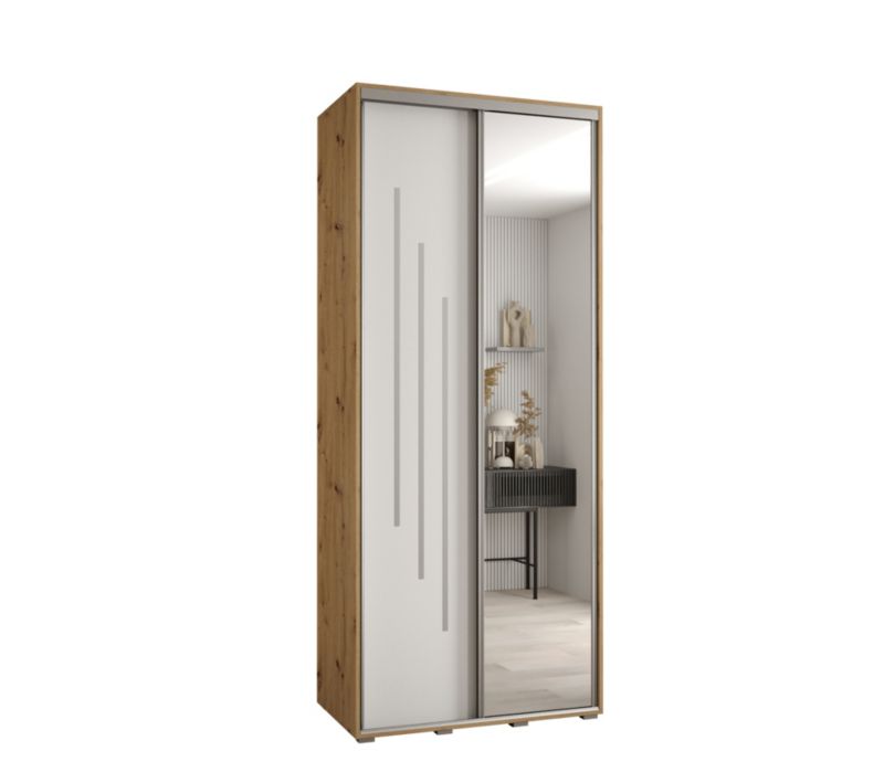 Szafa przesuwna Abiks DAVOS 9 wysoka szer.100cm gł.45cm artisan/biały/srebrny 1szt.