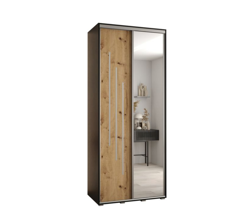 Szafa przesuwna Abiks DAVOS 9 wysoka szer.100cm gł.45cm czarny/artisan/srebrny 1szt.