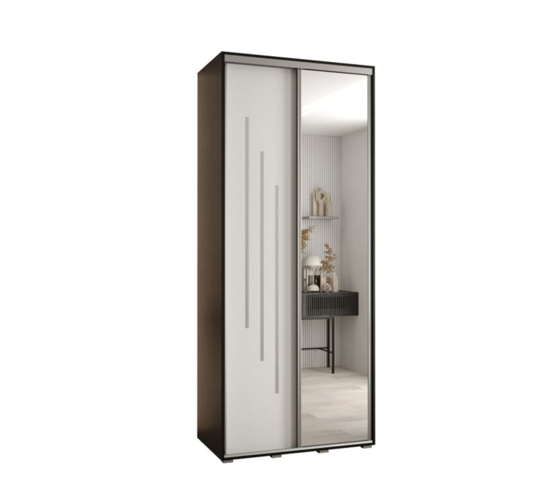 Szafa przesuwna Abiks DAVOS 9 wysoka szer.100cm gł.60cm czarny/biały/srebrny 1szt.