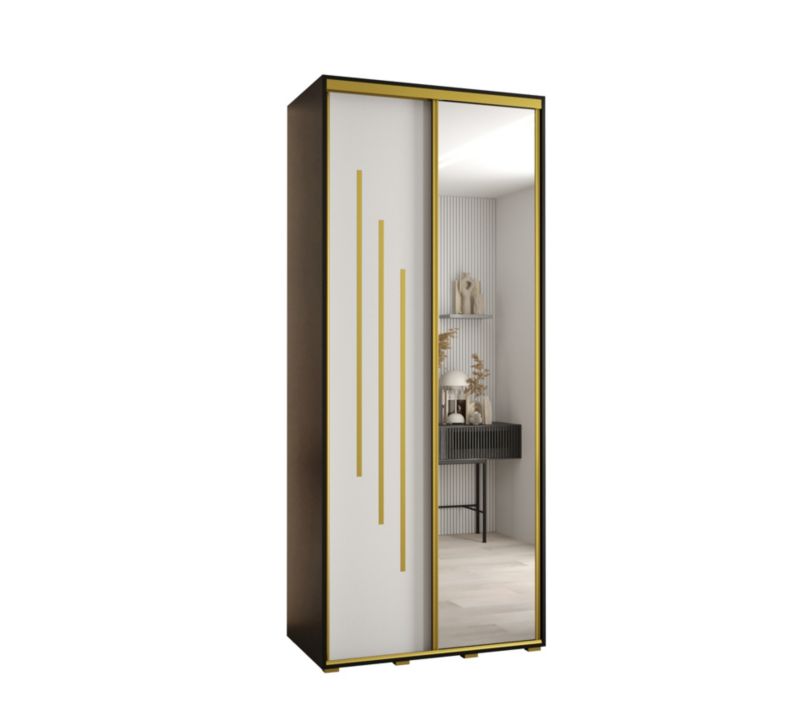 Szafa przesuwna Abiks DAVOS 9 wysoka szer.110cm gł.45cm czarny/biały/złoty 1szt.