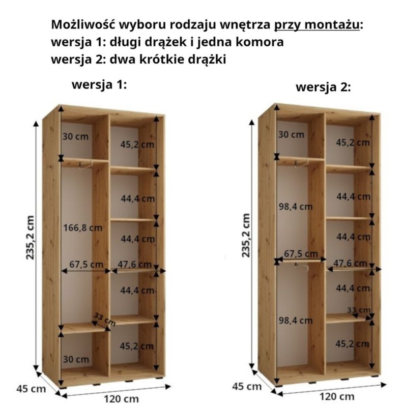 Szafa przesuwna Abiks DAVOS 9 wysoka szer.120cm gł.45cm artisan/biały/czarny 1szt.