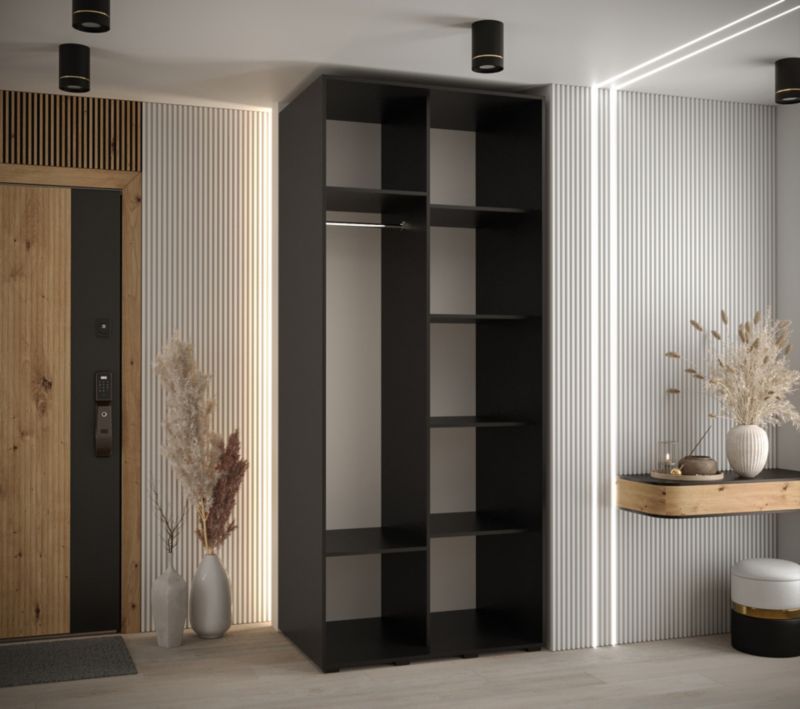 Szafa przesuwna Abiks DAVOS 9 wysoka szer.120cm gł.60cm czarny/biały/czarny 1szt.