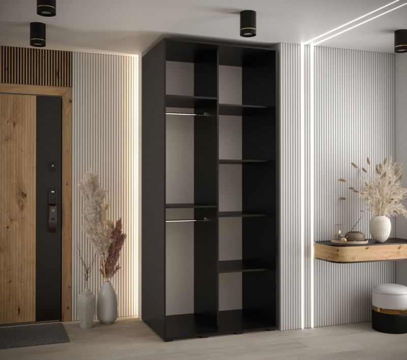 Szafa przesuwna Abiks DAVOS 9 wysoka szer.120cm gł.60cm czarny/biały/złoty 1szt.