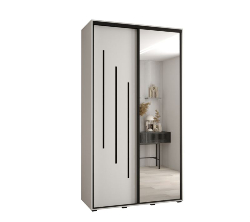 Szafa przesuwna Abiks DAVOS 9 wysoka szer.130cm gł.45cm biały/biały/czarny 1szt.