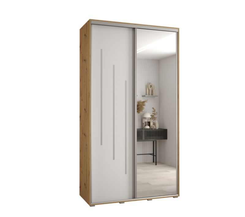 Szafa przesuwna Abiks DAVOS 9 wysoka szer.130cm gł.60cm artisan/biały/srebrny 1szt.