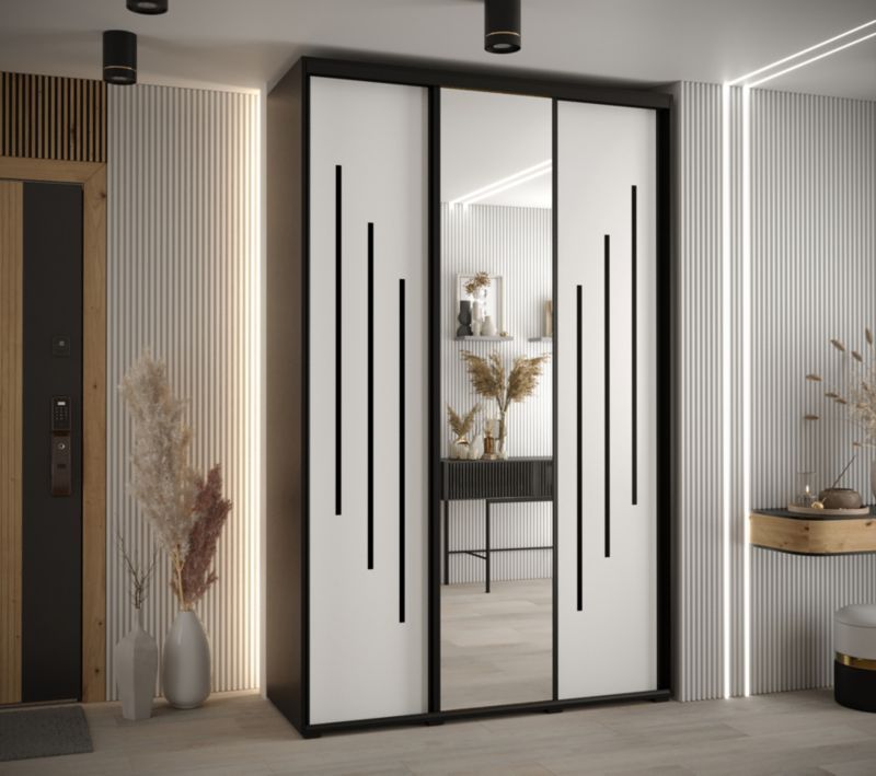 Szafa przesuwna Abiks DAVOS 9 wysoka szer.150cm gł.45cm czarny/biały/czarny 1szt.