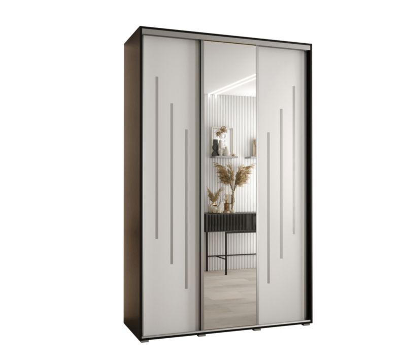 Szafa przesuwna Abiks DAVOS 9 wysoka szer.160cm gł.60cm czarny/biały/srebrny 1szt.