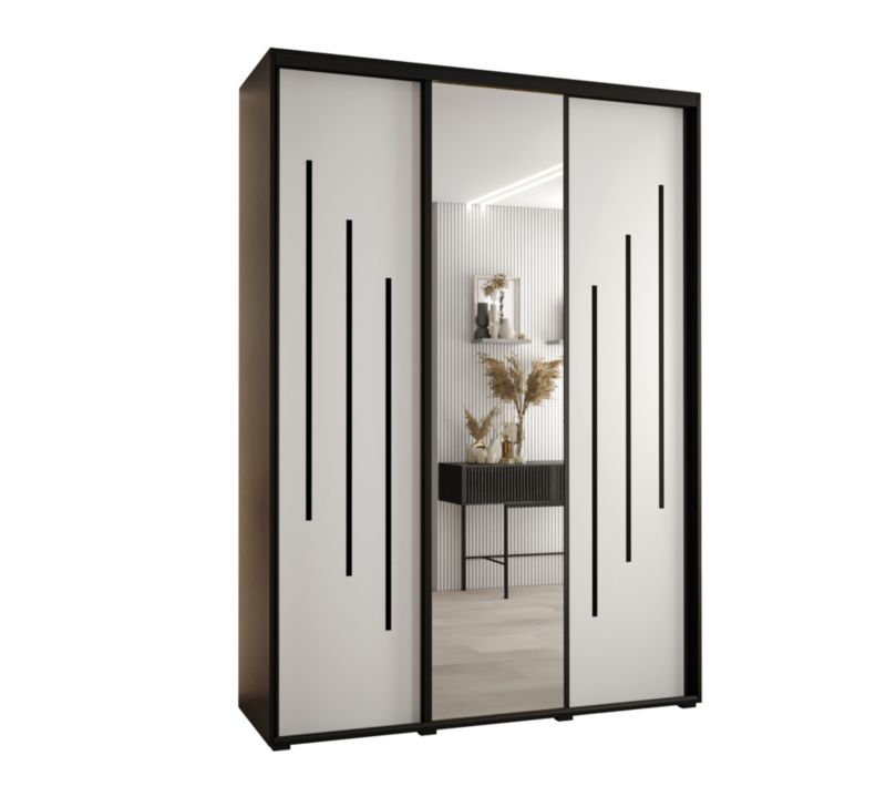 Szafa przesuwna Abiks DAVOS 9 wysoka szer.170cm gł.45cm czarny/biały/czarny 1szt.