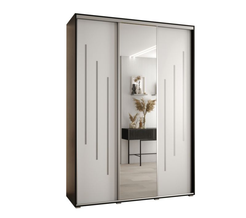 Szafa przesuwna Abiks DAVOS 9 wysoka szer.170cm gł.45cm czarny/biały/srebrny 1szt.