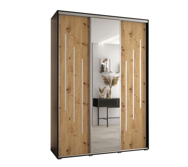 Szafa przesuwna Abiks DAVOS 9 wysoka szer.180cm gł.45cm czarny/artisan/srebrny 1szt.