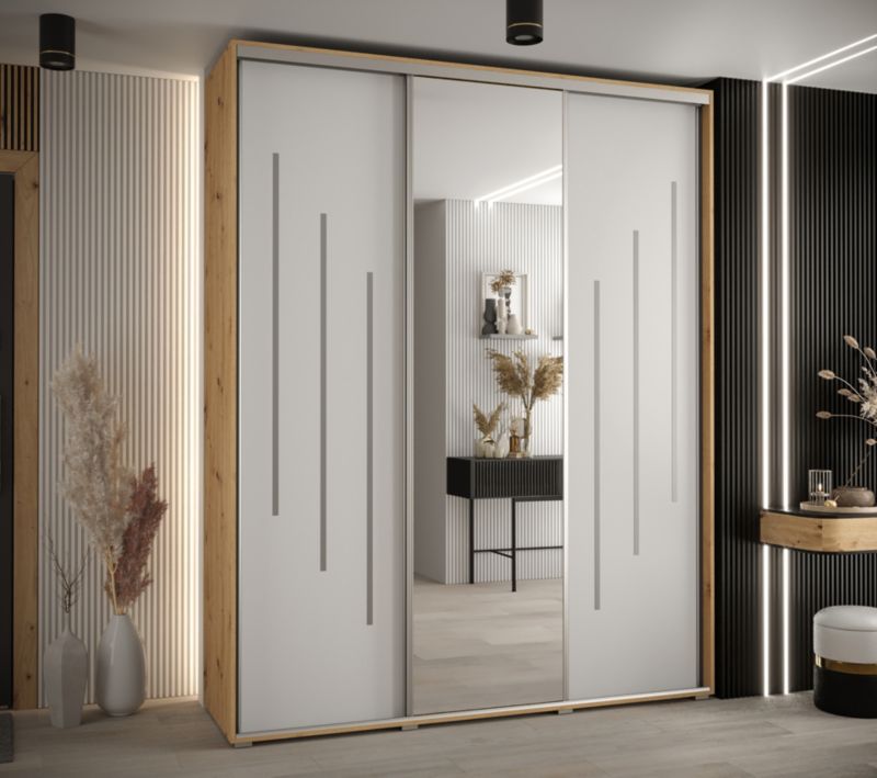 Szafa przesuwna Abiks DAVOS 9 wysoka szer.190cm gł.60cm artisan/biały/srebrny 1szt.