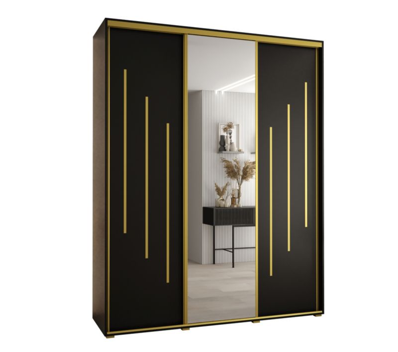Szafa przesuwna Abiks DAVOS 9 wysoka szer.190cm gł.60cm czarny/czarny/złoty 1szt.