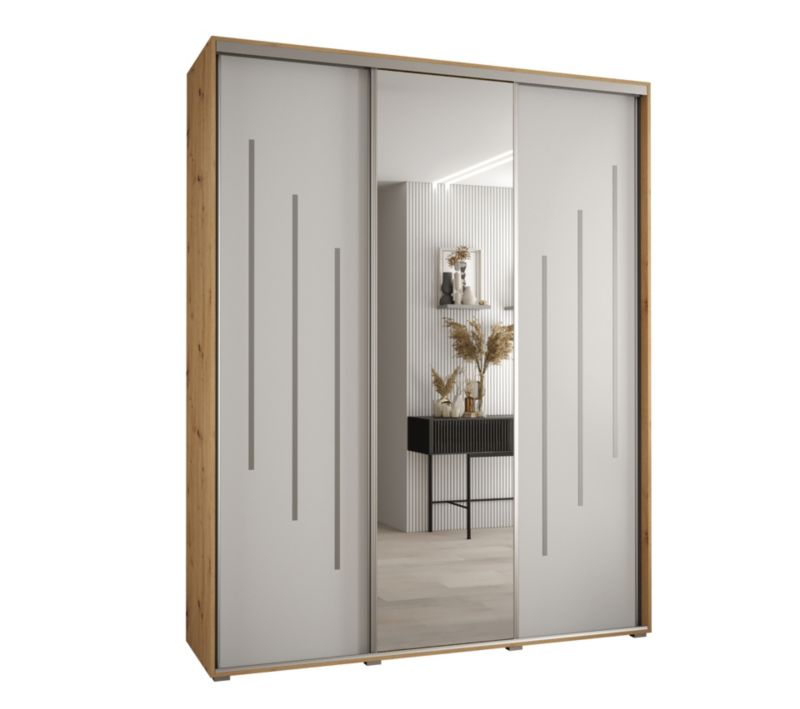 Szafa przesuwna Abiks DAVOS 9 wysoka szer.200cm gł.45cm artisan/biały/srebrny 1szt.