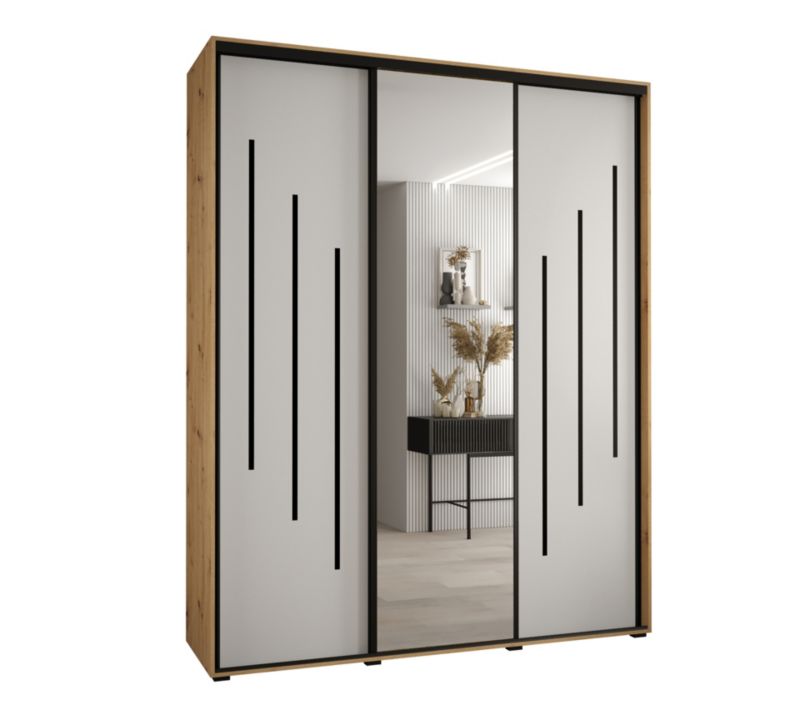 Szafa przesuwna Abiks DAVOS 9 wysoka szer.200cm gł.60cm artisan/biały/czarny 1szt.