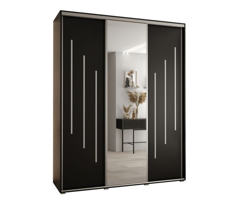 Szafa przesuwna Abiks DAVOS 9 wysoka szer.200cm gł.60cm czarny/czarny/srebrny 1szt.