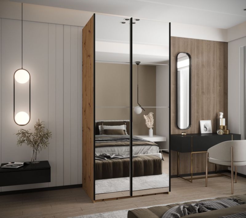 Szafa przesuwna Abiks LUX 2 wysoka szer.100cm artisan/biały/czarny 1szt.