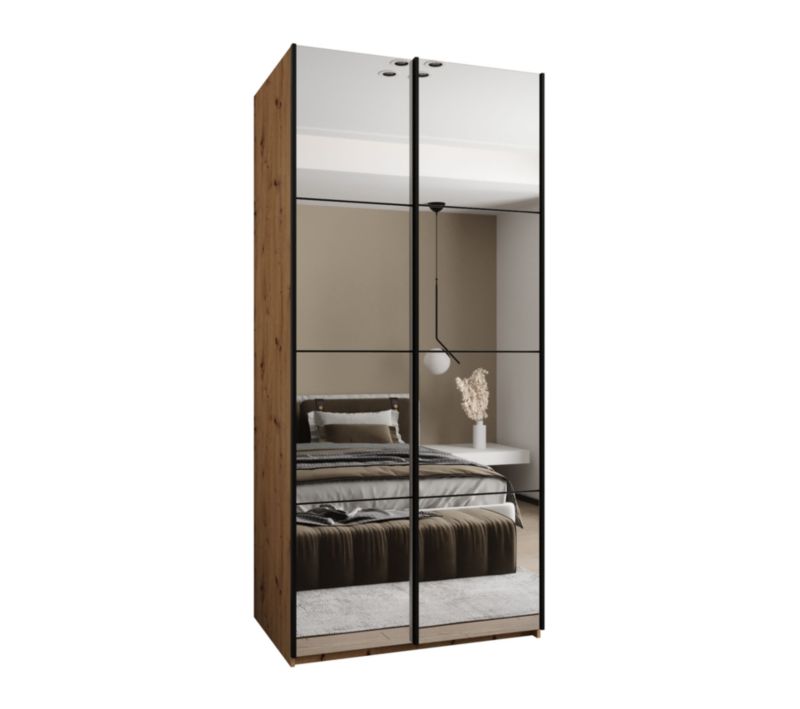 Szafa przesuwna Abiks LUX 2 wysoka szer.100cm artisan/czarny/czarny 1szt.
