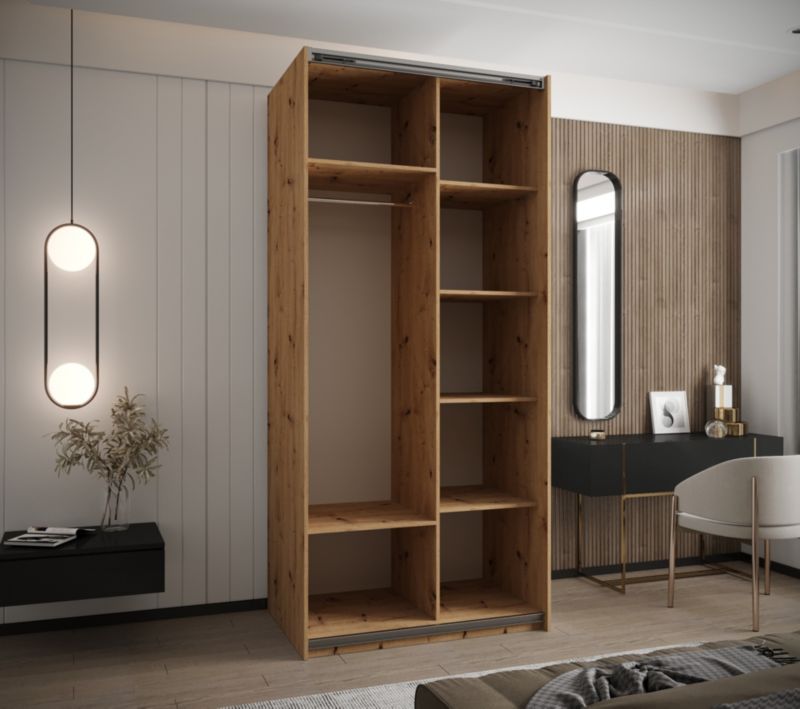 Szafa przesuwna Abiks LUX 2 wysoka szer.100cm artisan/czarny/czarny 1szt.