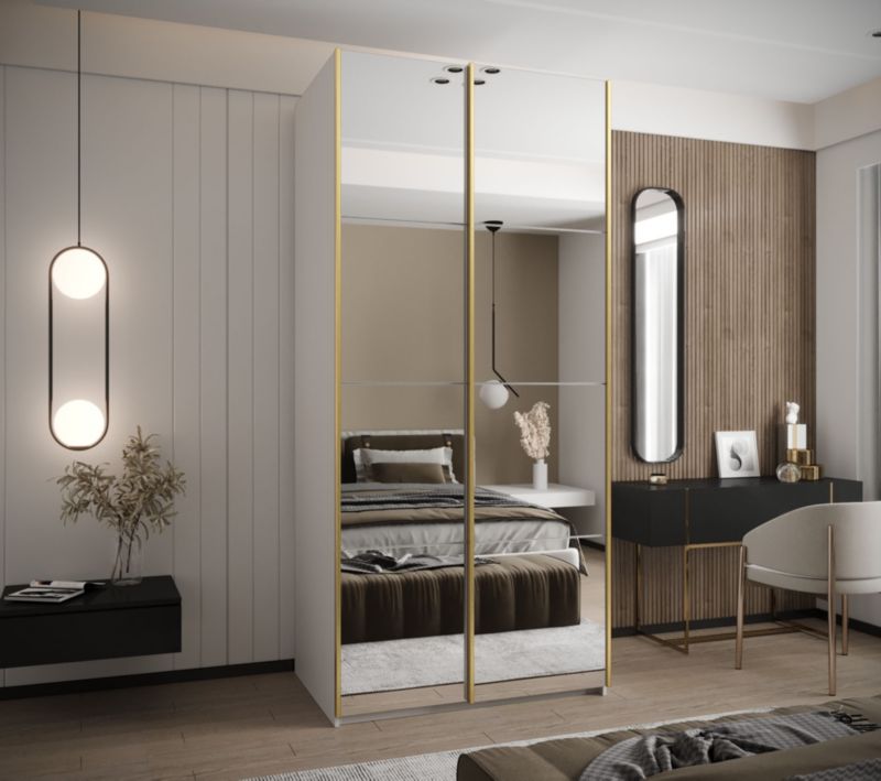Szafa przesuwna Abiks LUX 2 wysoka szer.100cm biały/biały/złoty 1szt.