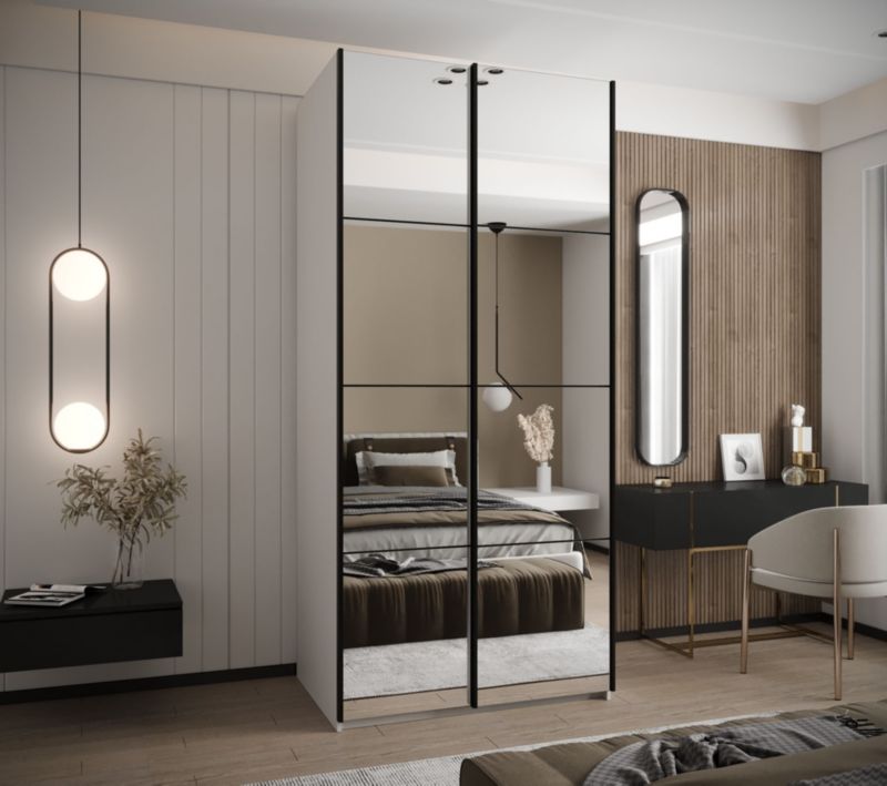 Szafa przesuwna Abiks LUX 2 wysoka szer.100cm biały/czarny/czarny 1szt.