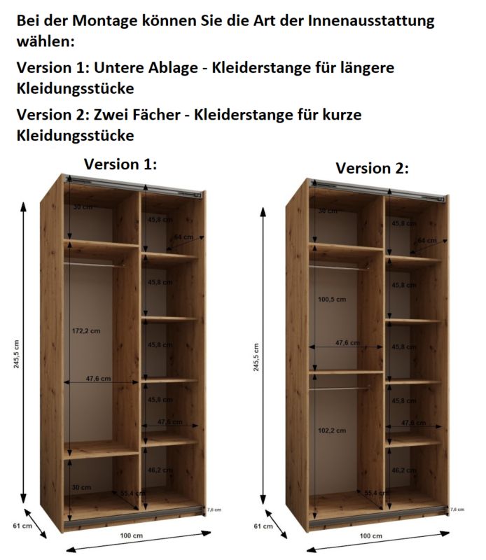 Szafa przesuwna Abiks LUX 2 wysoka szer.100cm biały/czarny/czarny 1szt.