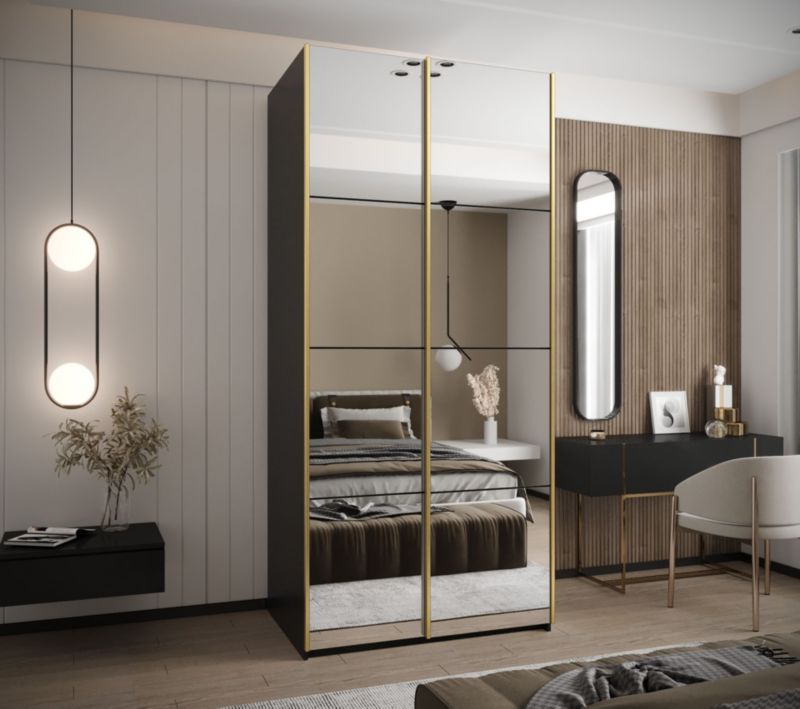 Szafa przesuwna Abiks LUX 2 wysoka szer.100cm czarny/czarny/złoty 1szt.