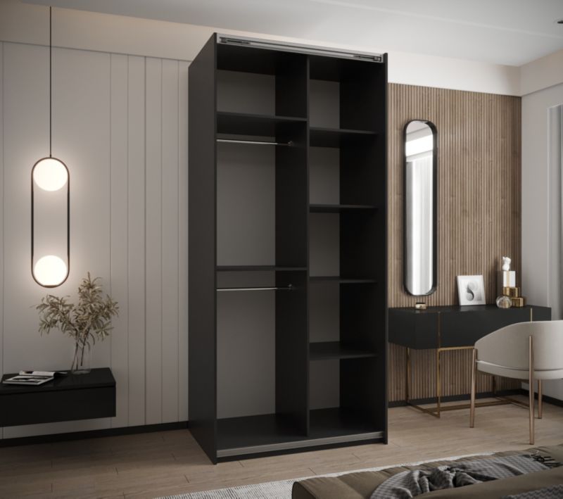 Szafa przesuwna Abiks LUX 2 wysoka szer.100cm czarny/czarny/złoty 1szt.