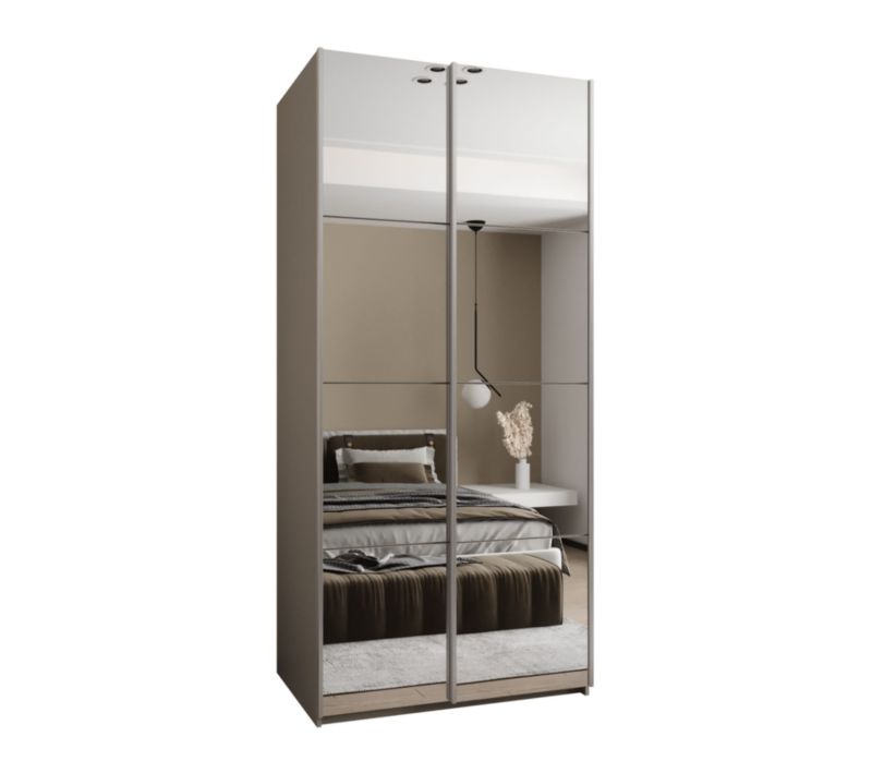 Szafa przesuwna Abiks LUX 2 wysoka szer.100cm kaszmir/kaszmir/srebrny 1szt.