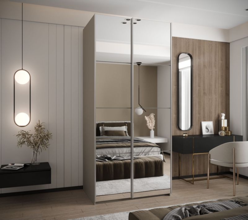 Szafa przesuwna Abiks LUX 2 wysoka szer.100cm kaszmir/kaszmir/srebrny 1szt.