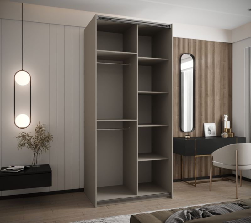 Szafa przesuwna Abiks LUX 2 wysoka szer.100cm kaszmir/kaszmir/srebrny 1szt.