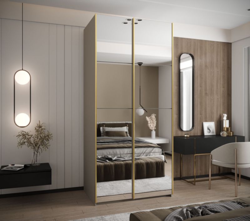 Szafa przesuwna Abiks LUX 2 wysoka szer.100cm kaszmir/kaszmir/złoty 1szt.
