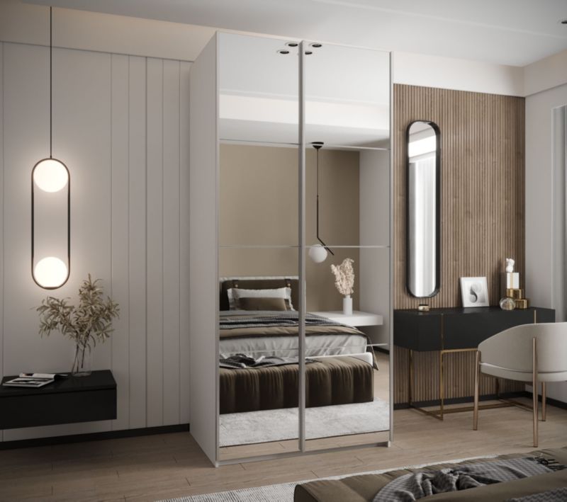 Szafa przesuwna Abiks LUX 2 wysoka szer.110cm biały/biały/srebrny 1szt.