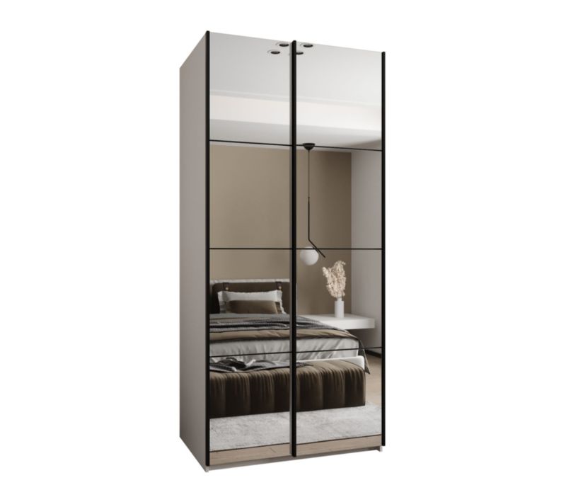 Szafa przesuwna Abiks LUX 2 wysoka szer.110cm biały/czarny/czarny 1szt.