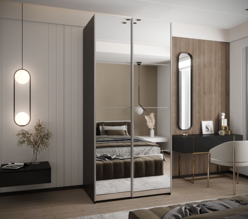 Szafa przesuwna Abiks LUX 2 wysoka szer.110cm czarny/biały/srebrny 1szt.