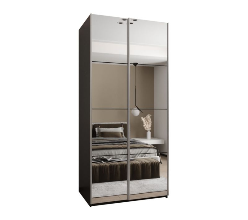 Szafa przesuwna Abiks LUX 2 wysoka szer.110cm czarny/czarny/srebrny 1szt.