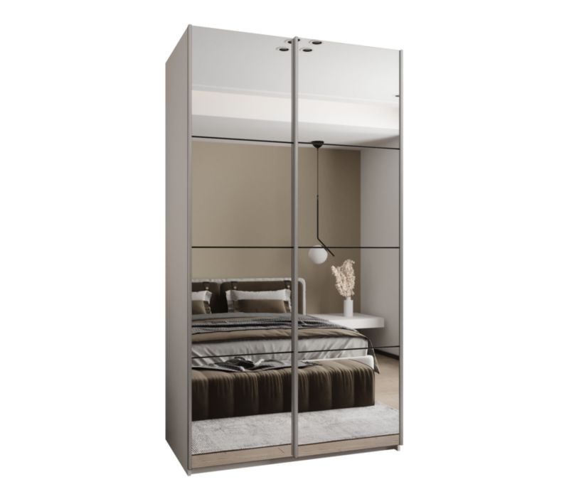 Szafa przesuwna Abiks LUX 2 wysoka szer.140cm biały/czarny/srebrny 1szt.