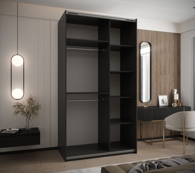 Szafa przesuwna Abiks LUX 2 wysoka szer.140cm czarny/biały/srebrny 1szt.