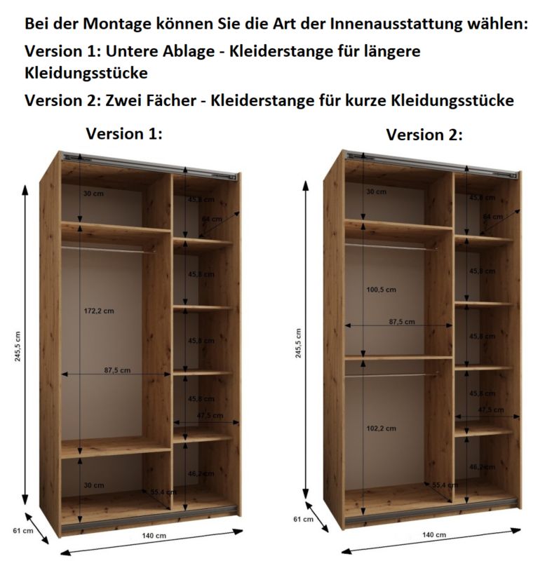 Szafa przesuwna Abiks LUX 2 wysoka szer.140cm czarny/biały/srebrny 1szt.
