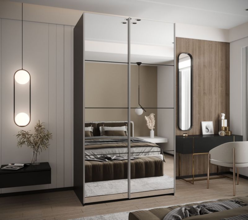 Szafa przesuwna Abiks LUX 2 wysoka szer.140cm czarny/czarny/srebrny 1szt.