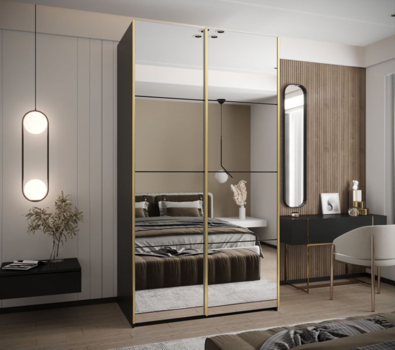 Szafa przesuwna Abiks LUX 2 wysoka szer.140cm czarny/czarny/złoty 1szt.