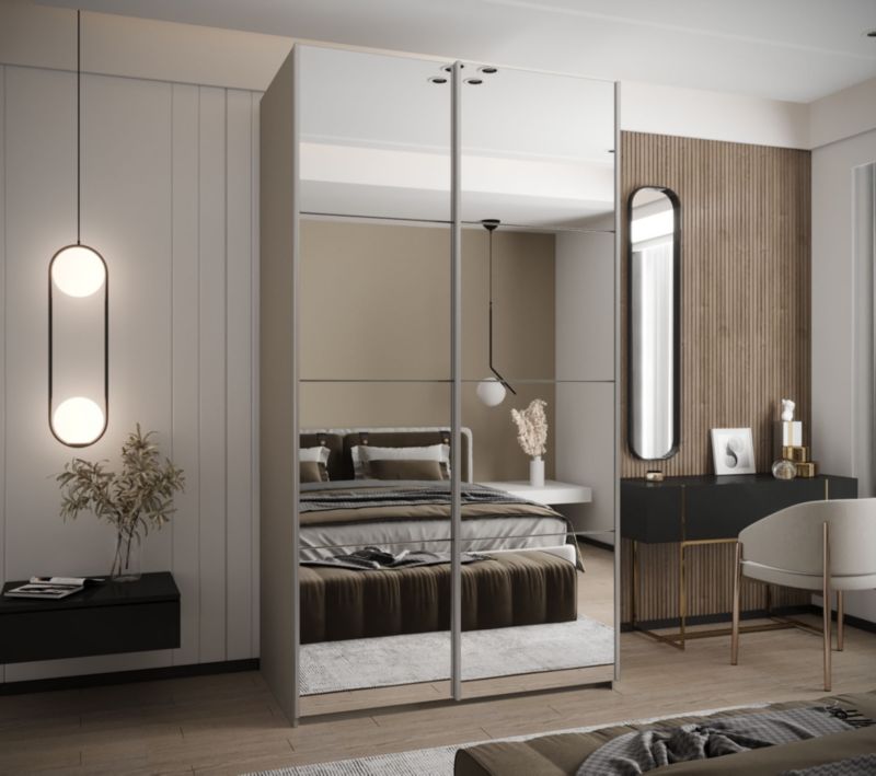 Szafa przesuwna Abiks LUX 2 wysoka szer.140cm kaszmir/kaszmir/srebrny 1szt.