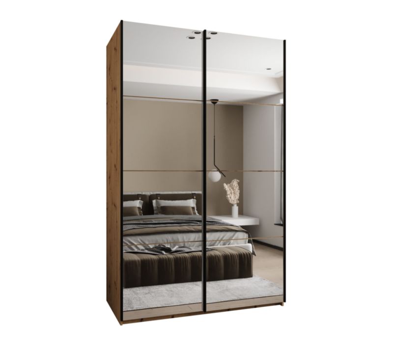 Szafa przesuwna Abiks LUX 2 wysoka szer.150cm artisan/artisan/czarny 1szt.