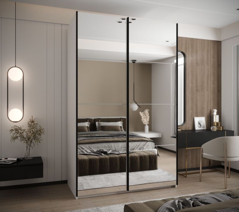 Szafa przesuwna Abiks LUX 2 wysoka szer.150cm biały/biały/czarny 1szt.