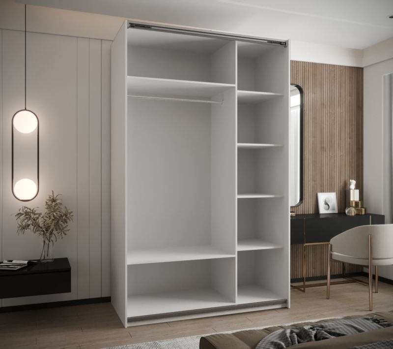 Szafa przesuwna Abiks LUX 2 wysoka szer.150cm biały/biały/czarny 1szt.