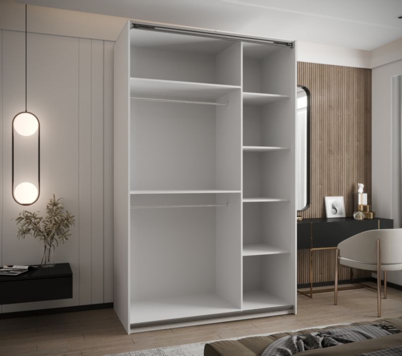 Szafa przesuwna Abiks LUX 2 wysoka szer.150cm biały/biały/czarny 1szt.