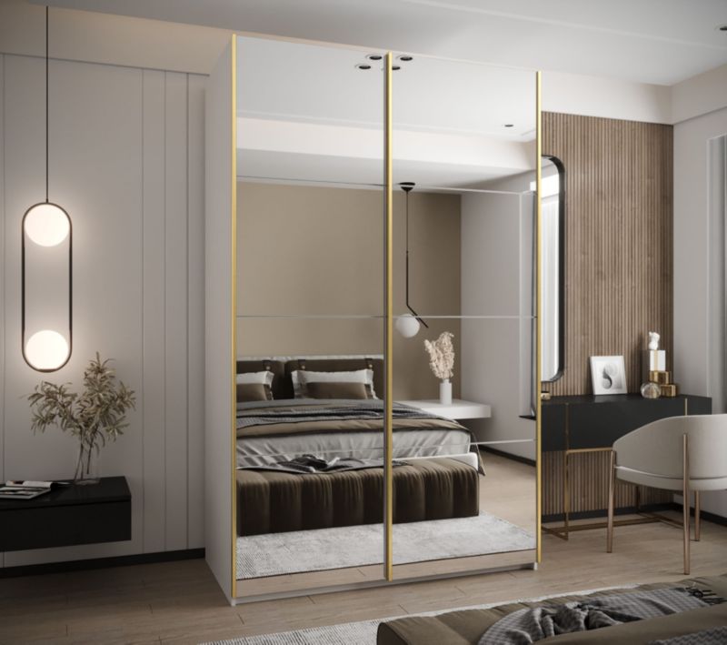 Szafa przesuwna Abiks LUX 2 wysoka szer.150cm biały/biały/złoty 1szt.
