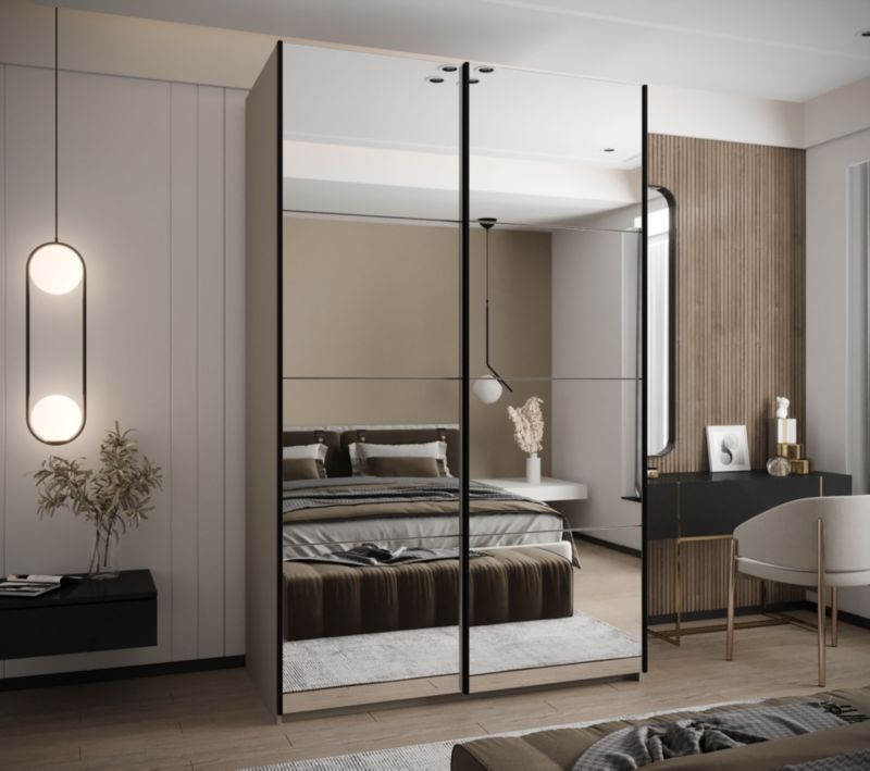 Szafa przesuwna Abiks LUX 2 wysoka szer.150cm kaszmir/kaszmir/czarny 1szt.