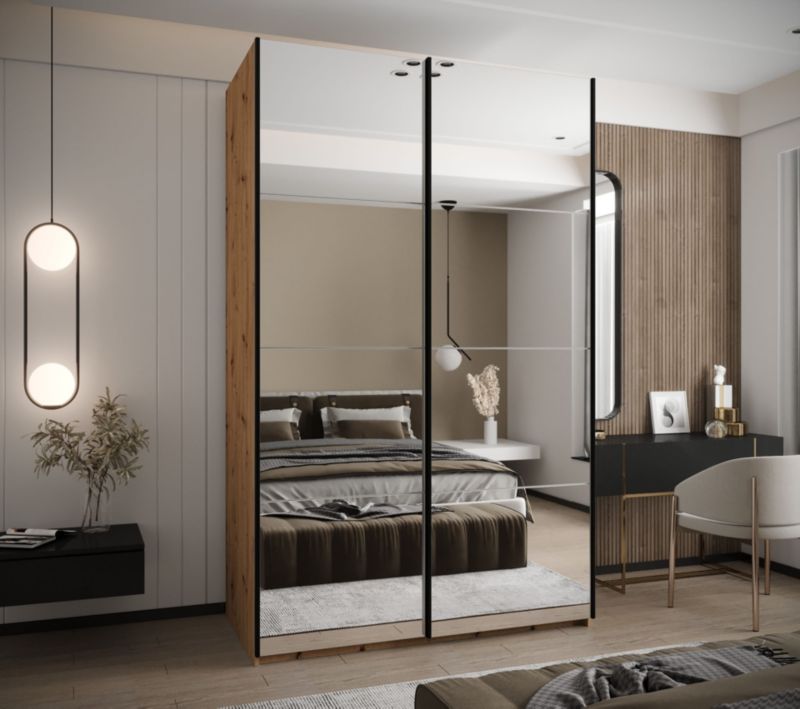 Szafa przesuwna Abiks LUX 2 wysoka szer.160cm artisan/biały/czarny 1szt.