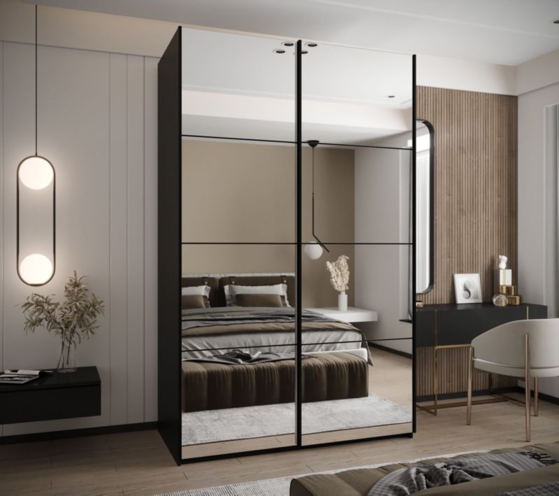 Szafa przesuwna Abiks LUX 2 wysoka szer.160cm czarny/czarny/czarny 1szt.
